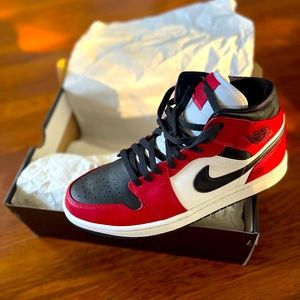 Air Jordan 1 Mid Black/Gym Red/White